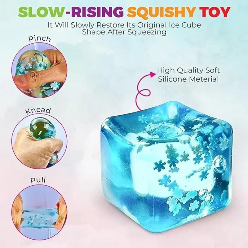 1-4pcs Squishy Maltose Snow Ice Cube Stress Balls Stress Balls for Adults Anxiety Relief Funny Stress Calming Toys