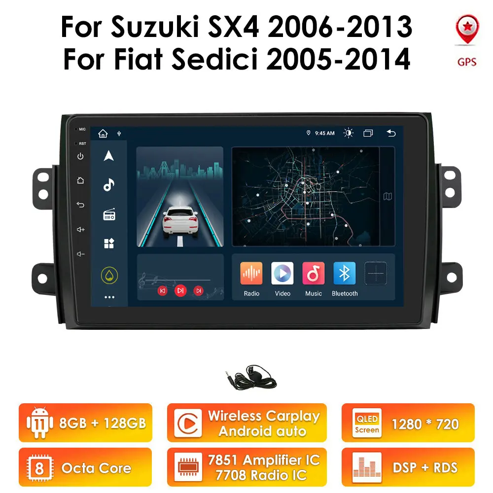 9 Inch AI Android Car Radio Stereo For Suzuki SX4 2006-2013 Fiat Sedici 2005-2014 Car Audio Multimidia Player GPS Navi USB 2 DIN