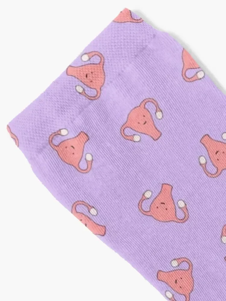 Crazy Happy Uterus in Purple, small repeat Socks Lots tennis professional running Men's Socks Women's