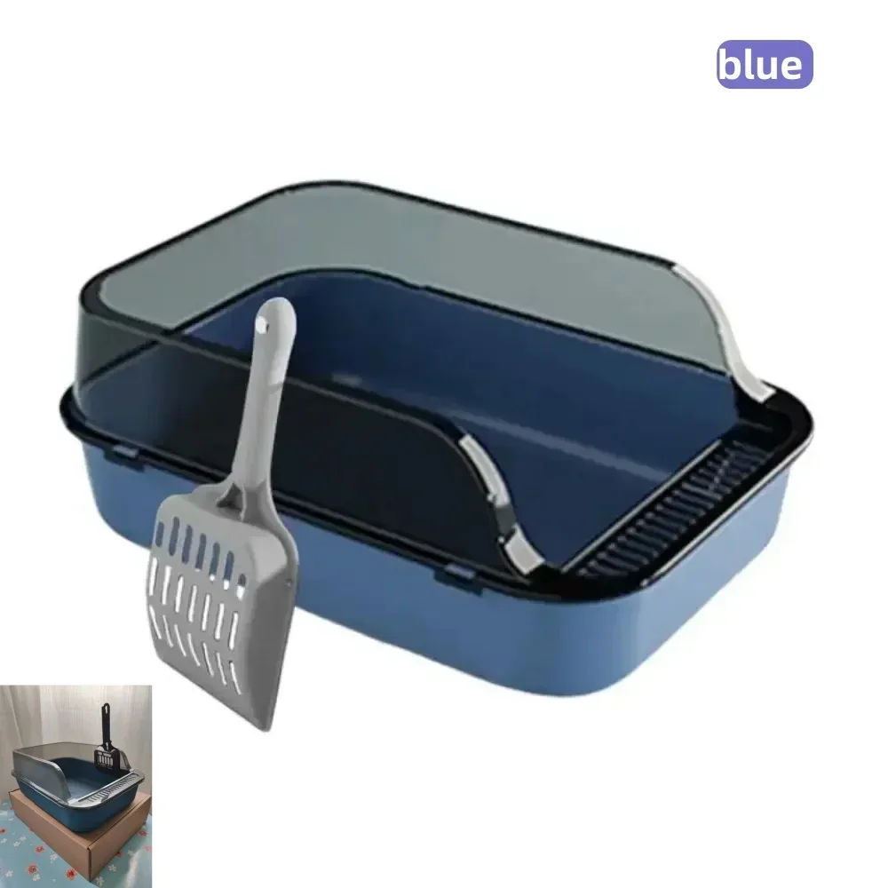 Boxed Cat Litter Box Set Large Fence Semi Enclosed Cat Litter Box Thickened Cat Toilet with Cat Litter Scoop Pet Cat Box