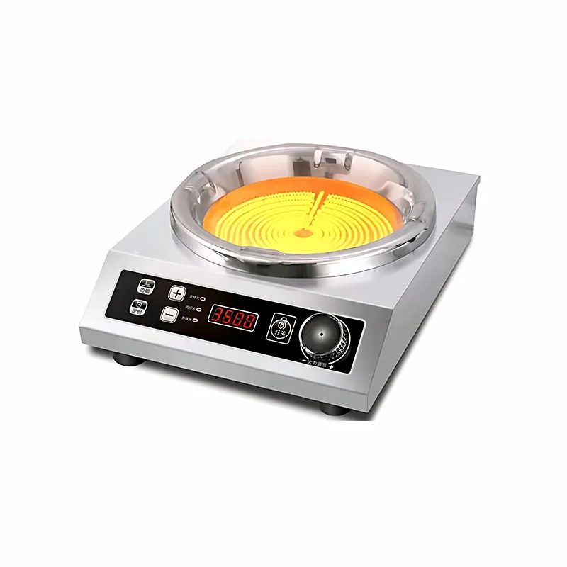 3500W Commercial Concave Infrared Ceramic Cooktop Digital Dual Control Stainless Steel Wok Electric Stove