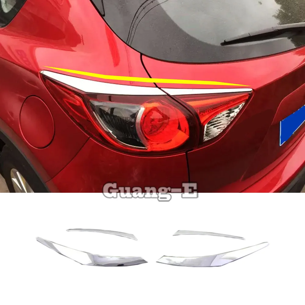 

For Mazda CX-5 CX5 2012 2013 2014 2015 2016 Car Rear Tail Back Light Lamp Eyebrow Frame Stick ABS Chrome Hood Trim Switch 4pcs