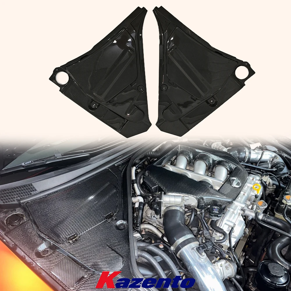 For Nissan GTR R35 Front Engine Bay Compartment Cover Carbon Fiber Pair