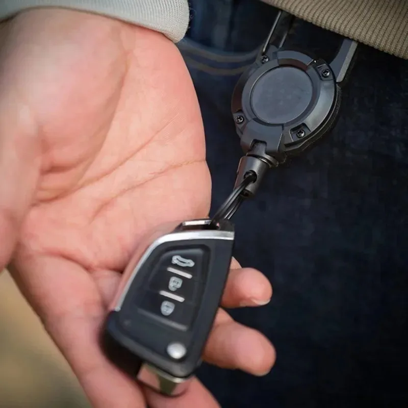 1/2/4pcs Extendable Retractable Holders Keychain Badge Reels Heavy Duty Clip with Carabiner Key Chain for Men Outdoor Bags