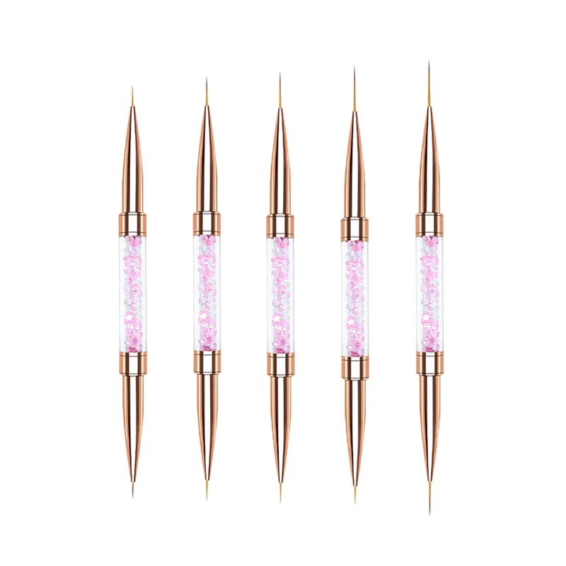 แปรงเล็บแบบ Dual-ended French Stripe แปรงแต่งเล็บแปรง 3D เคล็ดลับ Ultra-thin Line วาดปากกา UV เจลจิตรกรรมแปรง