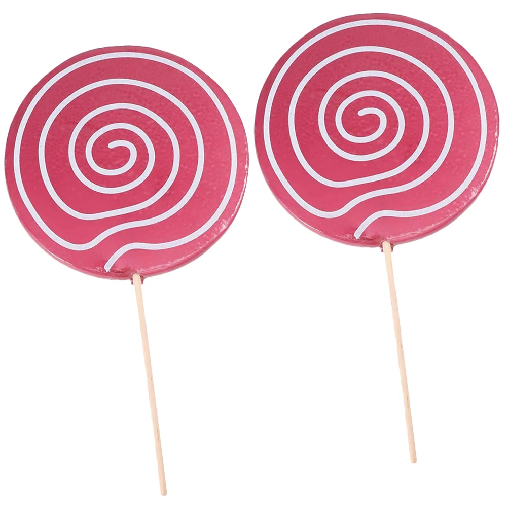 

2 Pcs Simulation Lollipop Fake Food Photo Props Toy Pretend DIY Statue Candy Resin Wooden Unique Ornaments Photography Child