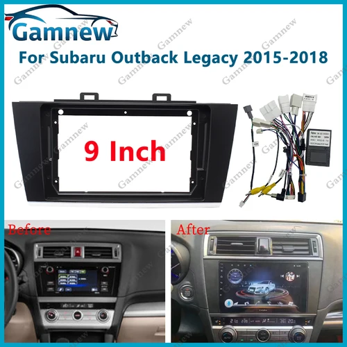 Adaptador de Fascia para marco de coche, Kit de Panel de ajuste de Audio de Radio Android para Subaru Outback Legacy 2015-2018, 9 pulgadas