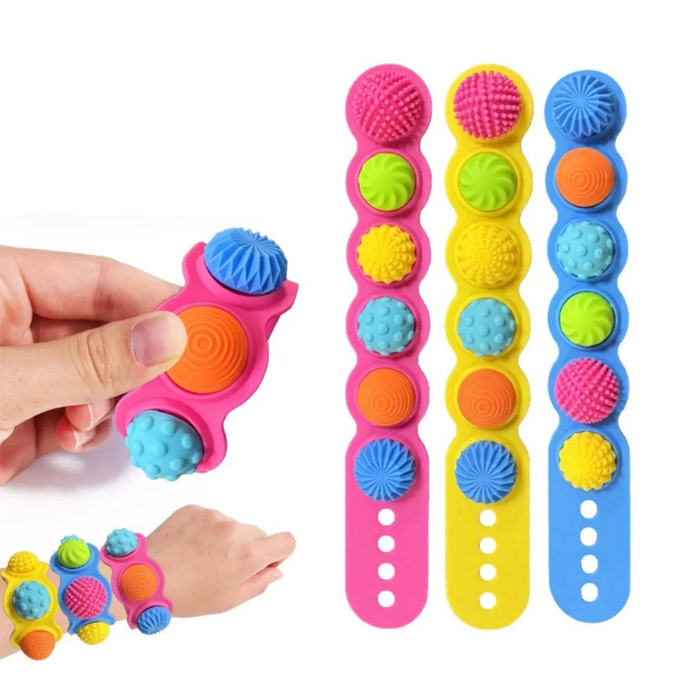 Spiky Sensory Fidget Bracelets Textured Silicone Wristbands Finger Play Toys for Kids Children, Random Color and Style