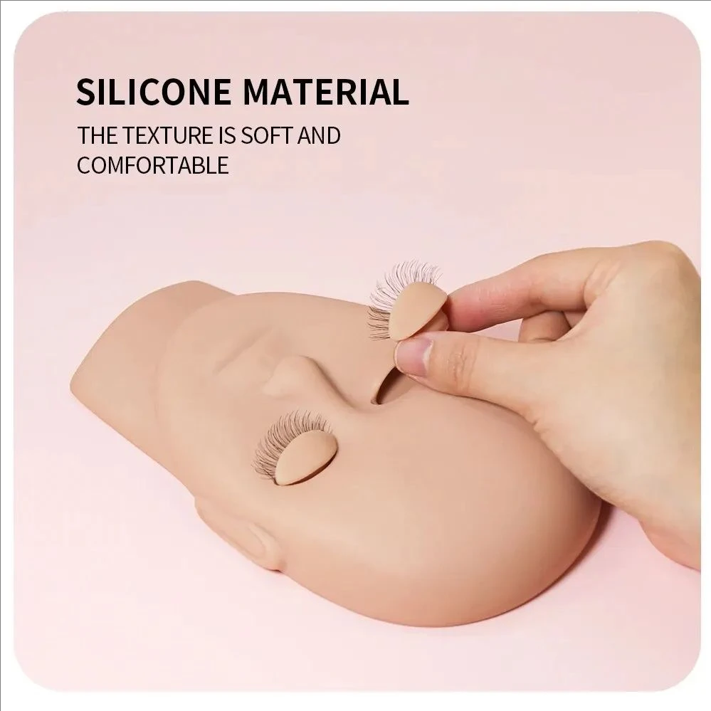 MJ 3Pairs/Set Replacement False Eyelash Extension Practice Head Model Silicone Removable Eyelids Tattoo Training Eyes Mannequin