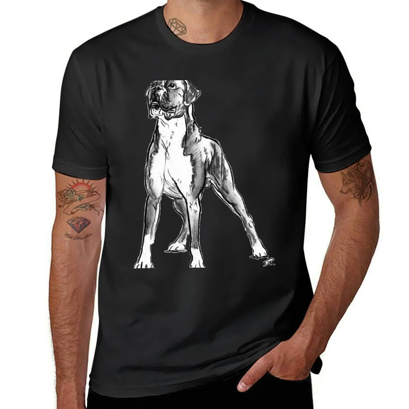 T-shirt de desenho masculino, Roupa estética, Boxer Dog Pack, Nova edição