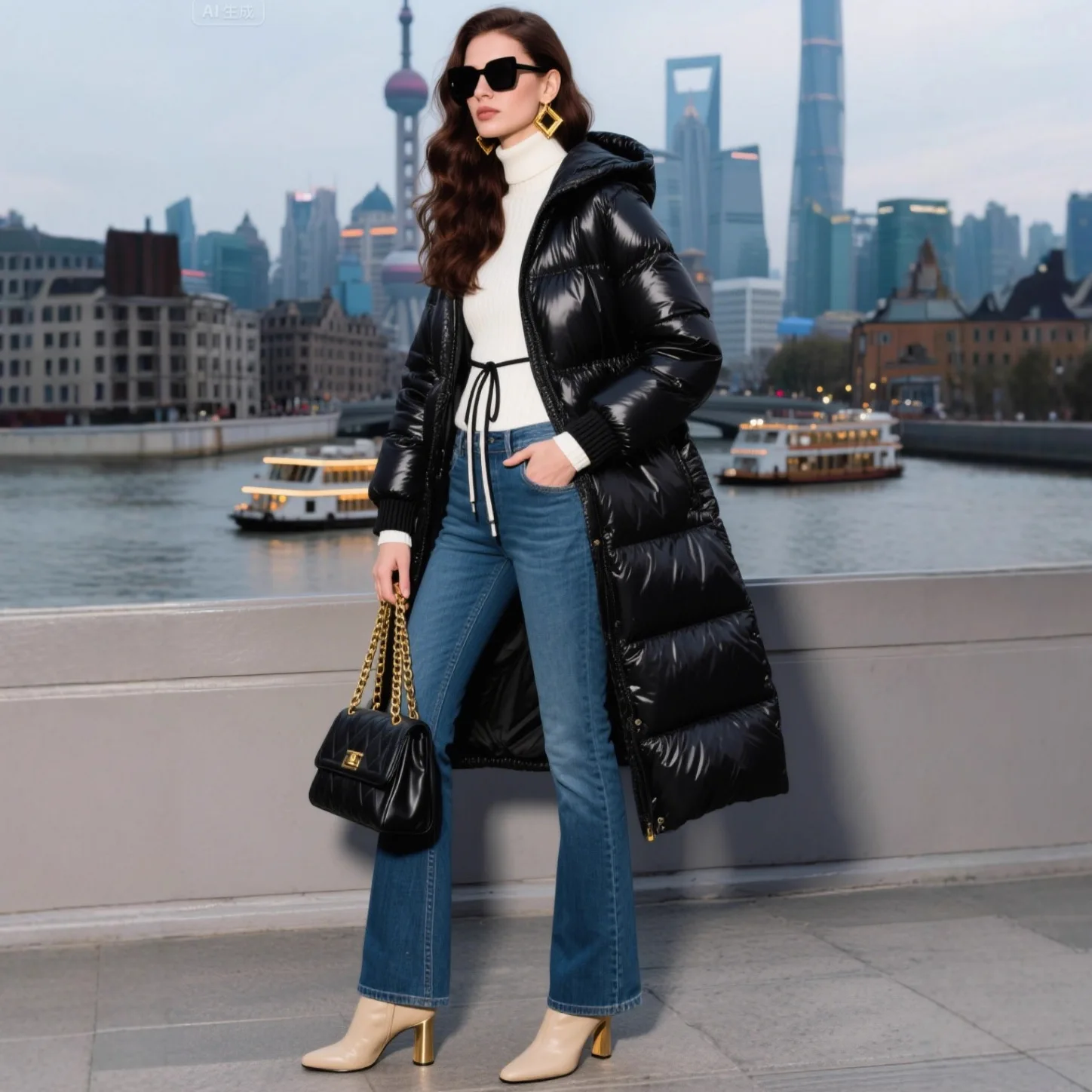 

New Winter Clothes Women Hooded Thickened Lacquered Oversized Long Parkas Coat Fashionable Elegant Outdoor Women Parkas