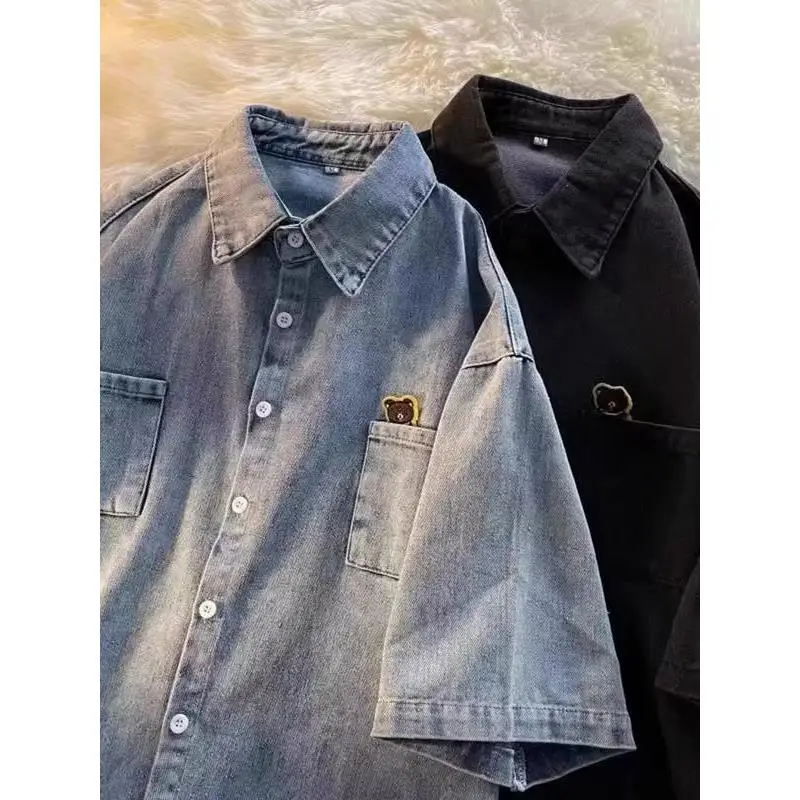 

Loose Fit American Sle Denim irt Jaet ort Sve ex Design Casual Outerwear for plus Size 300 Pou