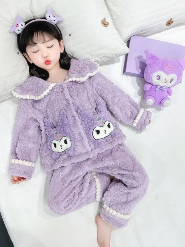 2 قطعة مجموعة بيجامات الأطفال الخريف الشتاء سانريو كورومي سينامورول 2025 جديد عصري أنيمي الطفل سترة ملابس المنزل