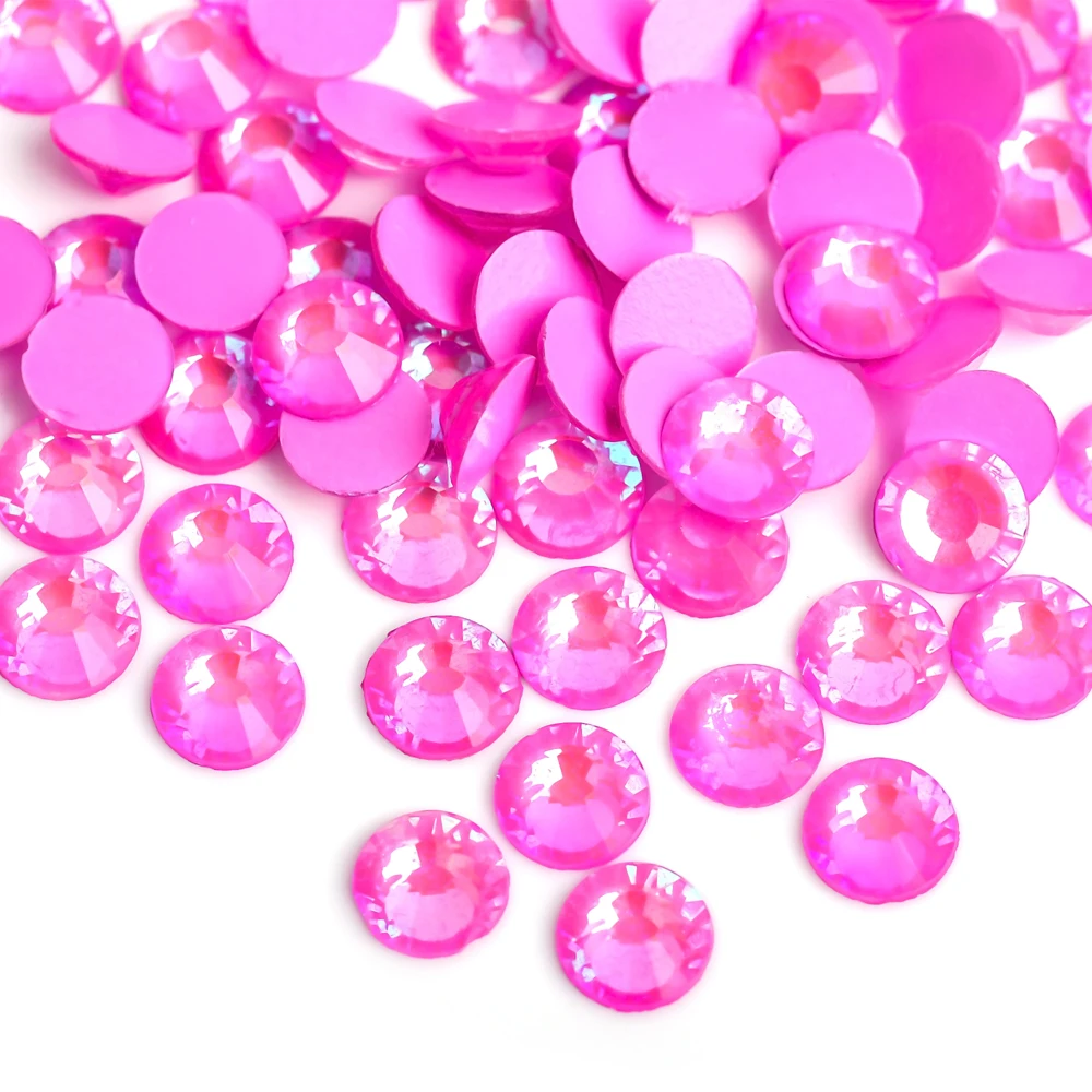 زجاج أب كريستال نيون مضيء ، حجر الراين غير الساخن الإصلاح ، الغراء المسطح على فن الأظافر اللامع ثلاثي الأبعاد ، ديكورات أحجار الراين