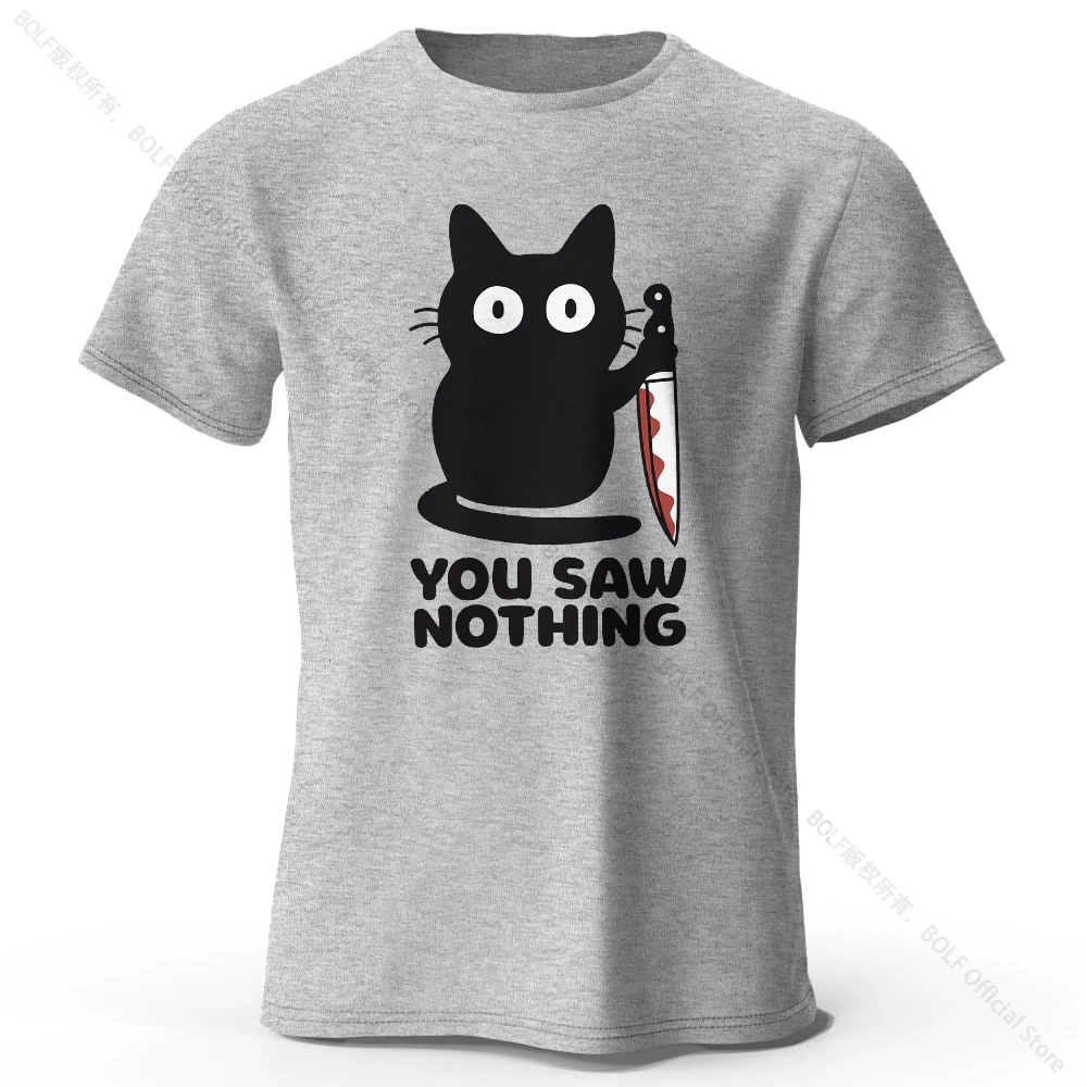 

Funny Cat Printed Basic Crew Neck 100% Cotton T-Shirt Breathable Round Neck Short Sleeve Tee Unisex Fit for Men & Women