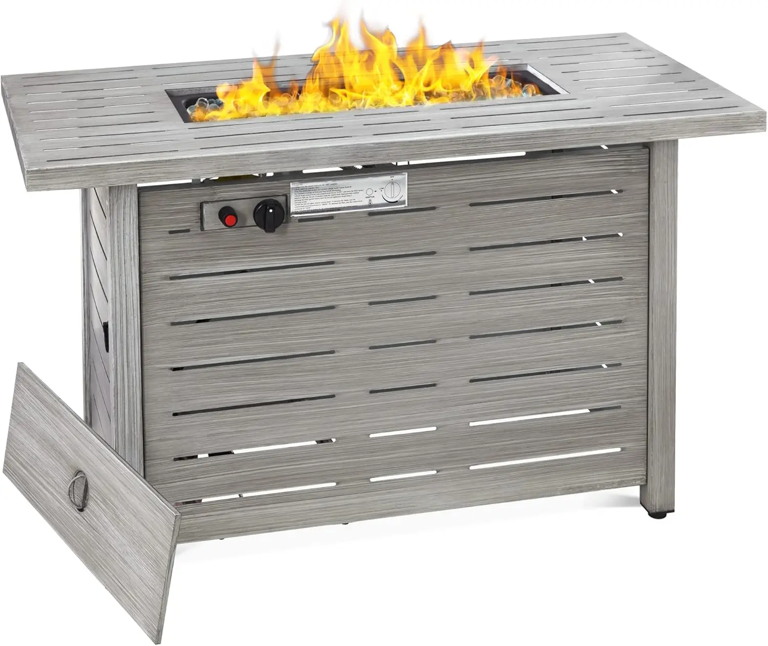 

Best Choice Products Fire Pit Table 42in 50,000 BTU Rectangular Steel Propane Gas for Outdoor, Patio w/Burner Lid, Auto Ignition