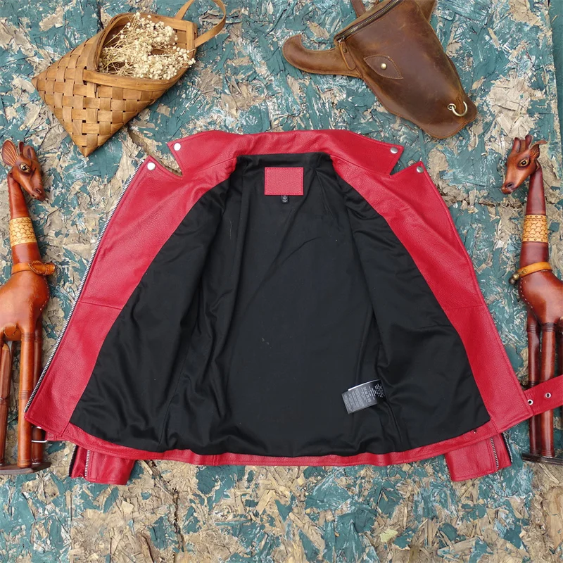 Jaet da donna in morbida pelle di agnello leggera con cintura in vita e cerniera diagonale modello elefante Premium Quali eepskin