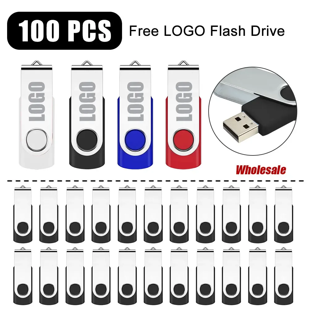 100ชิ้น/ล็อต USB แฟลชไดรฟ์โลหะกันน้ำขนาด4GB 8GB 16GB 32GB 64GB เพนไดรฟ์สำหรับธุรกิจของขวัญฟรีโลโก้