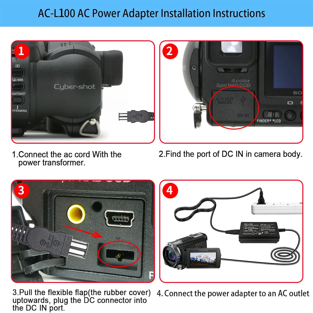 AC-L100C Per Macchina Fotografica Sony AC-L10A/B L15 Adattatore di Alimentazione NX100 AX2000 MC2500 HXR-NX3 CCD-TRV228 TRV615 PC104 MVC-FD200 HVR-A1C V1C