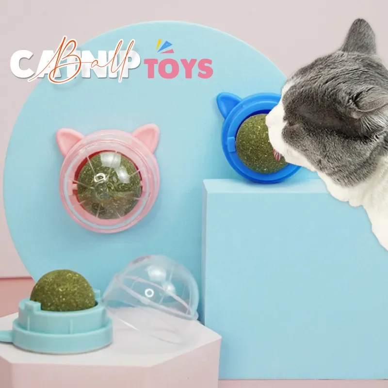 Natural Catnip Cat Rotatable Catnip Wall Ball Toys Licking Snacks Healthy Nutrition Ball Teeth Cleaning Catnip Toy Pet Supplies