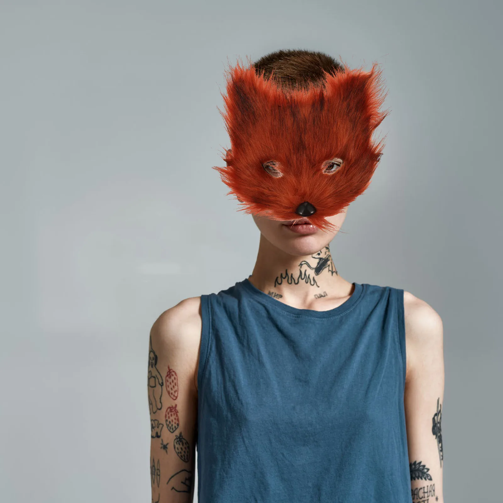 

Half-faced Animal Mask Masquerade Fox Cosplay Costumes Masks Halloween Ornament Furry The