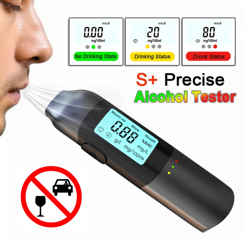 Non-Contact Breath Alcohol Detector Breathalyzer Rechargeable Portable LCD Digital Alcohol Diagnostic Tool Prevent Drunk Driving