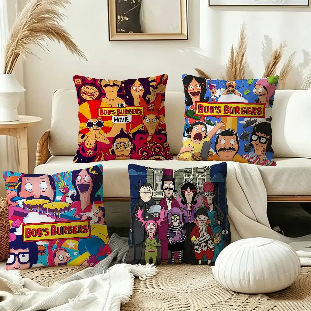Cartoon Cute B-Bob B-Burgers Pillow Covers Cartoon Sofa Decorative Home Double-sided Printing Short Plush Cute Cushion Cover