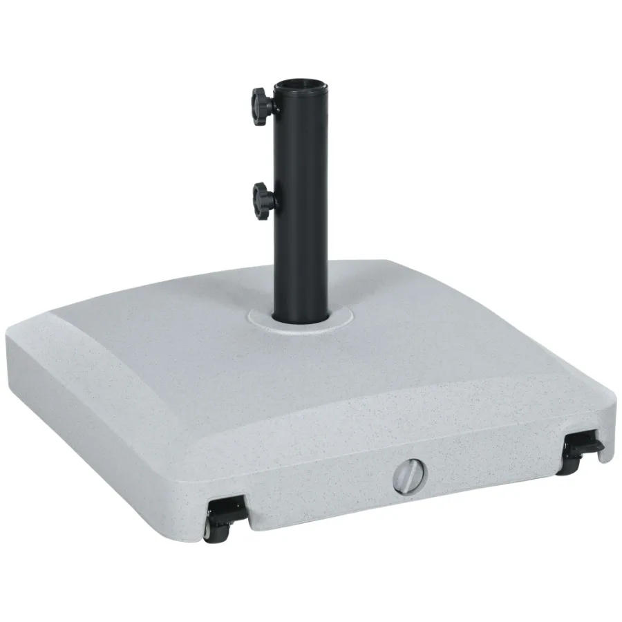 

Gray Patio Umbrella Base with Wheels 53lbs Water 66lbs Sand Filled Heavy Duty Outdoor Stand Holder for Secure Placement