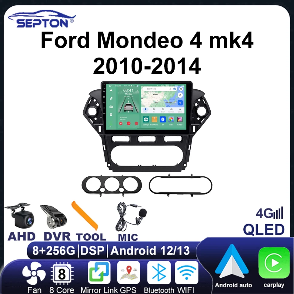 

SEPTON Android Multimedia Player for Ford Mondeo 4 mk4 2010-2014 Car Radio Navigation GPS Carplay 4G 8+256G 8core Autoradio 2Din