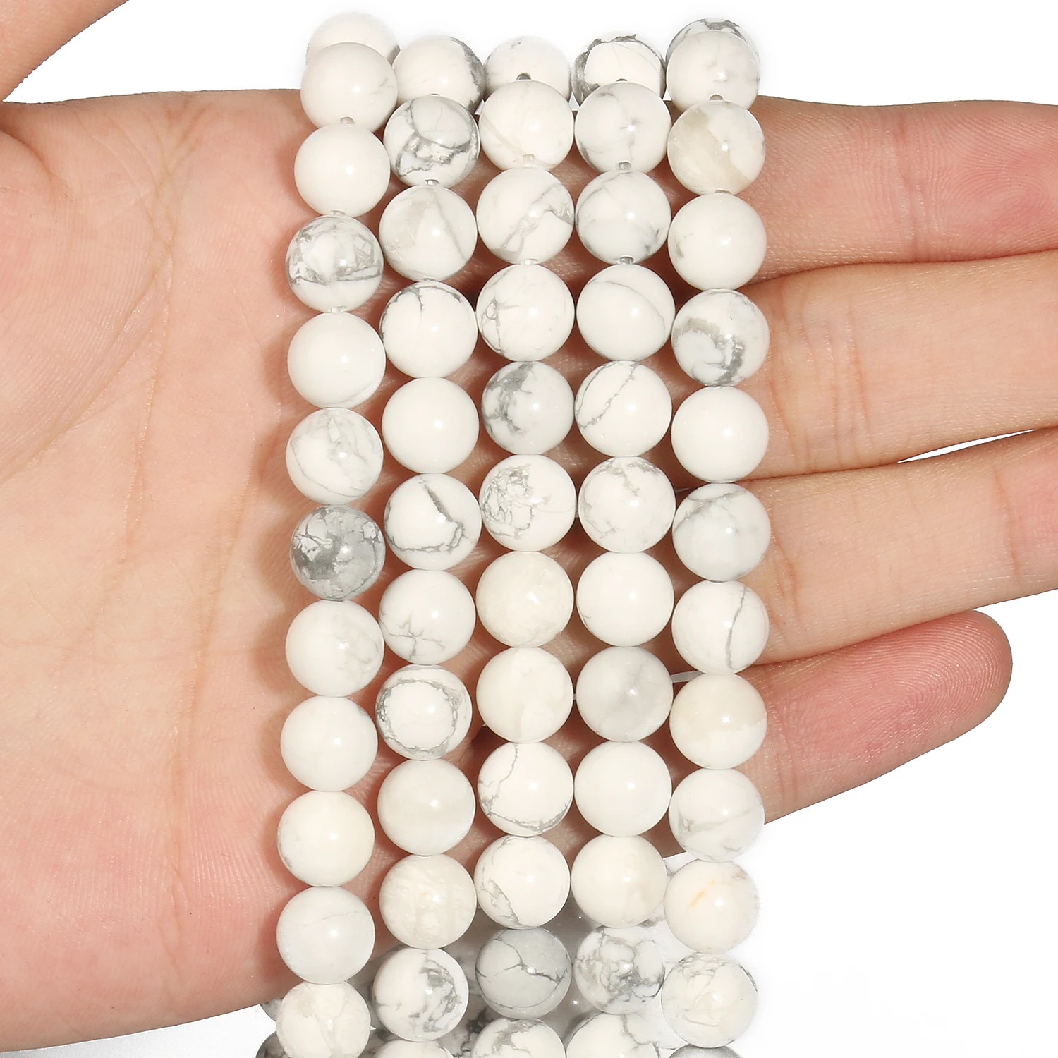 Großhandel Weiße Howlith-Türkis-Steinperlen 4-12mm Runde Lose Perlen für Schmuckherstellung DIY Armband-Zubehör – Detail 2