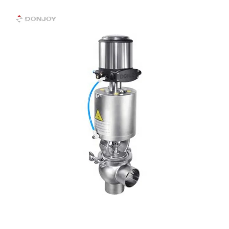 Stainless Steel Sanitary  Dairy Food  Divert Seat Valve Milk  Diverting Valve Flow Control  Regulating Valve With Control Head