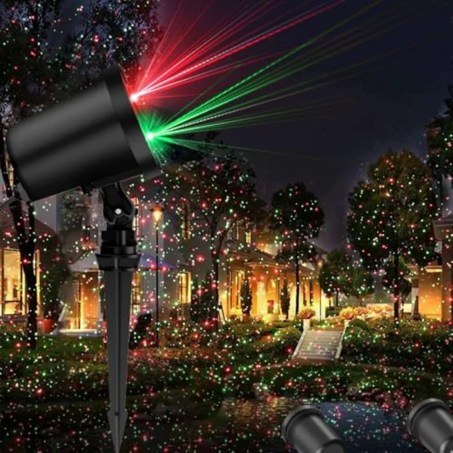 

Christmas Laser Light Projector 2 Pack Red and Green Star Laser Lights Show with Timer for Outdoor Decorations Waterproof Lands
