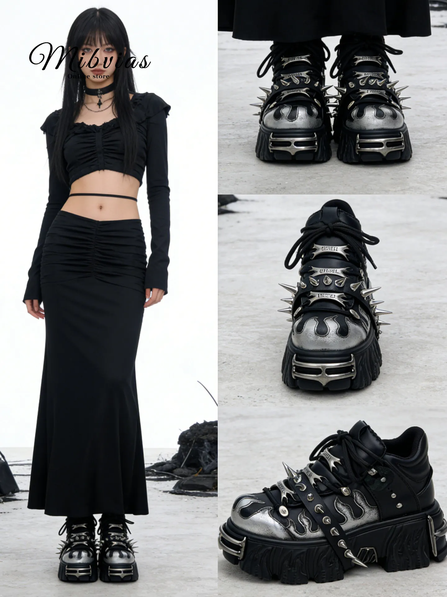 

Original Niche Design Rivet Platform Single Men's and Women's Dark Punk Hot Girls Street Trendy Shoes