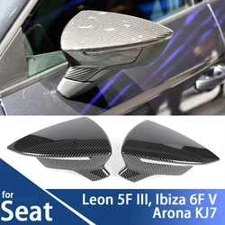 Rearview Mirror Cover Cap Carbon Fiber Look Gloss Black Caps for Seat Leon Lion 5F III ST FR Cupra, Ibiza 6F V KJ1 , Arona KJ7