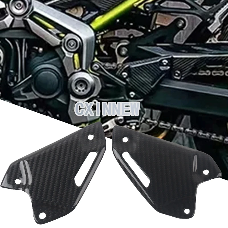 Real Carbon Fiber Motorcycle Footrest Heel Guard Cover For KAWASAKI Z900 Z900SE 2017-2024 Rearsets Foot Rest Peg Protecto