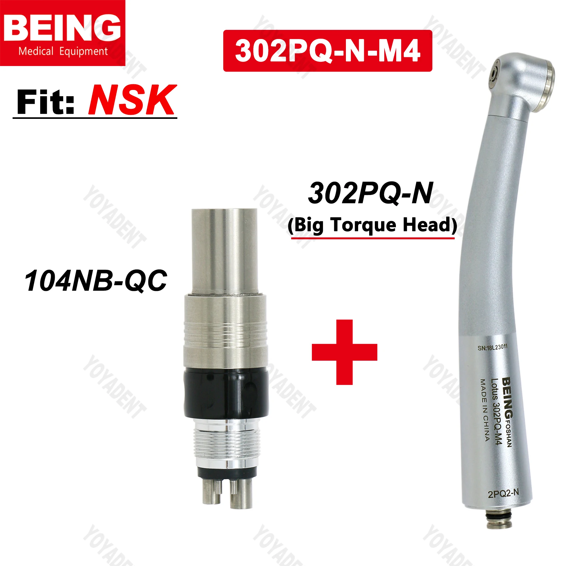 

BEING Turbine Dental High Speed Handpiece Standard/Torque Head 4 Holes Coupler Air Motor Fit NSK Dentistry Instrument