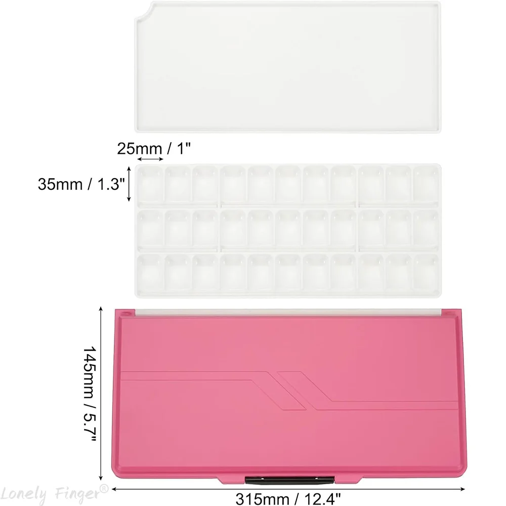 33 Wells Paint Storage Box, Airtight Folding Detachable with Extra Area Painting Palette for Watercolor Gouache Acrylic