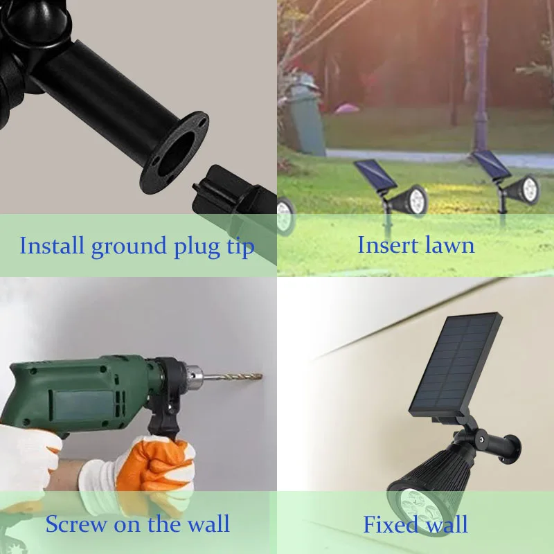 ترقية أضواء الشجرة الشمسية في الهواء الطلق الدافئة ومتعددة الألوان IP65 مقاوم للماء 3 أوضاع الإضاءة 9 المصابيح للحديقة/المسار/ديكور الفناء #2