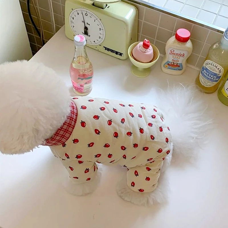 Pet Fruit Coat Winter Padded Four-legged Cotton Coat Small Dog Warm Down Coat Teddy Birthday Gift Fashionable Dog Clothes