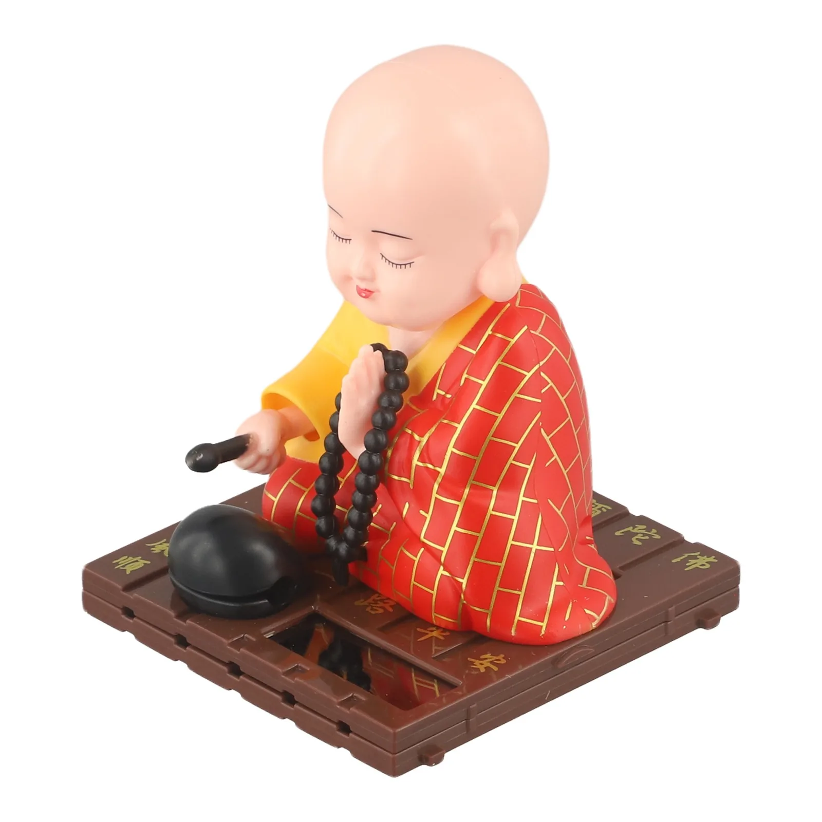 Little Monk Ornament Mini Solar Powered Shaking Head Monk Figurki Ozdoba samochodowa Dekoracja deski rozdzielczej Wystrój domu i biura