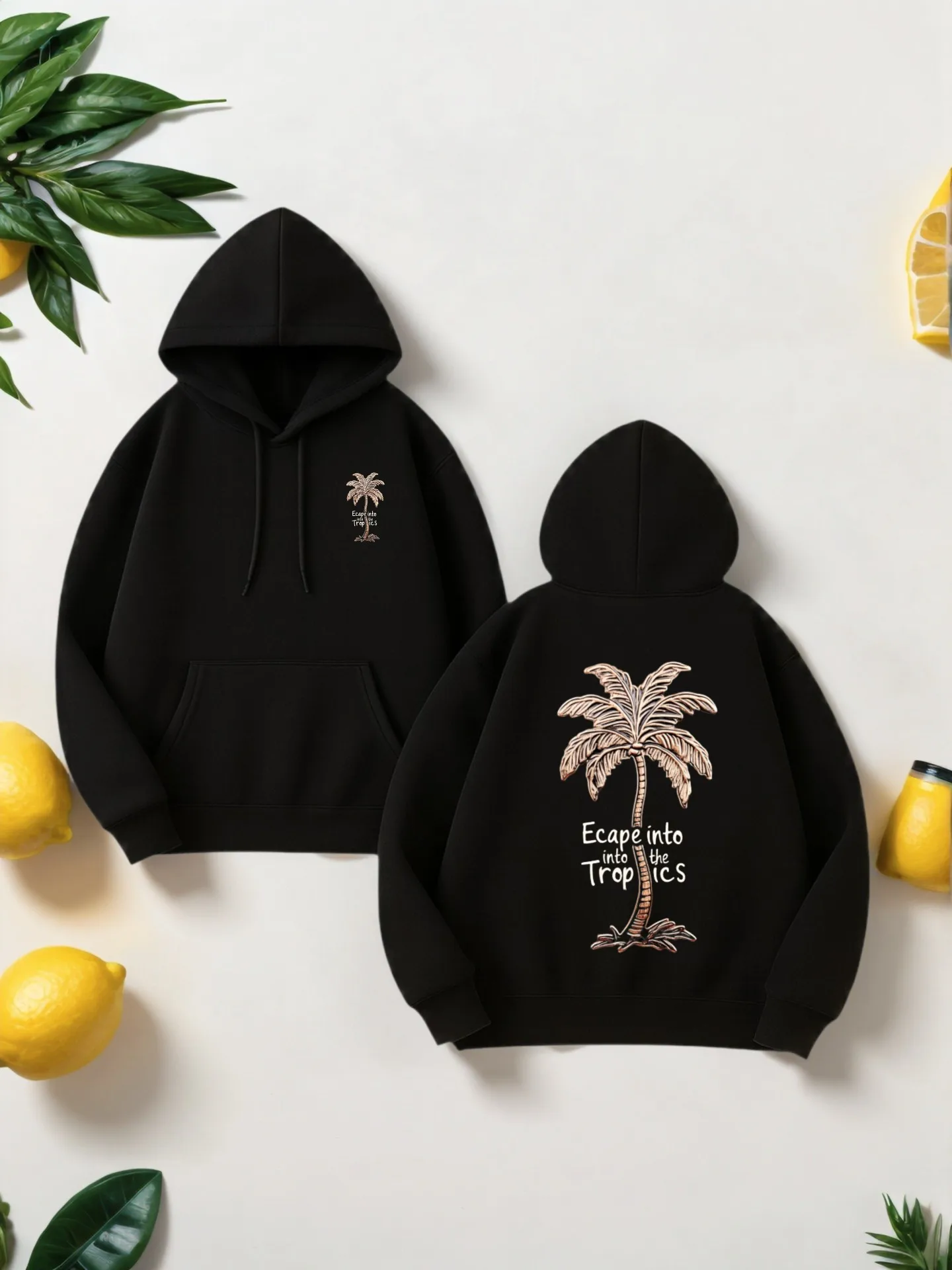 

Мужская повседневная толстовка с капюшоном, графический принт Palm - Tree, смесь хлопка, для путешествий и повседневной носки, для молодых мужчин