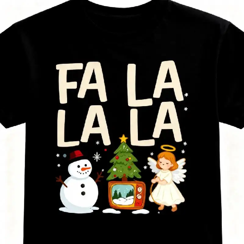 

2026 New Trend Streetwear T-Shirt Oversized 200GSM Cotton Unisex Christmas Futuristic Graphic Print Loose Fit Tee