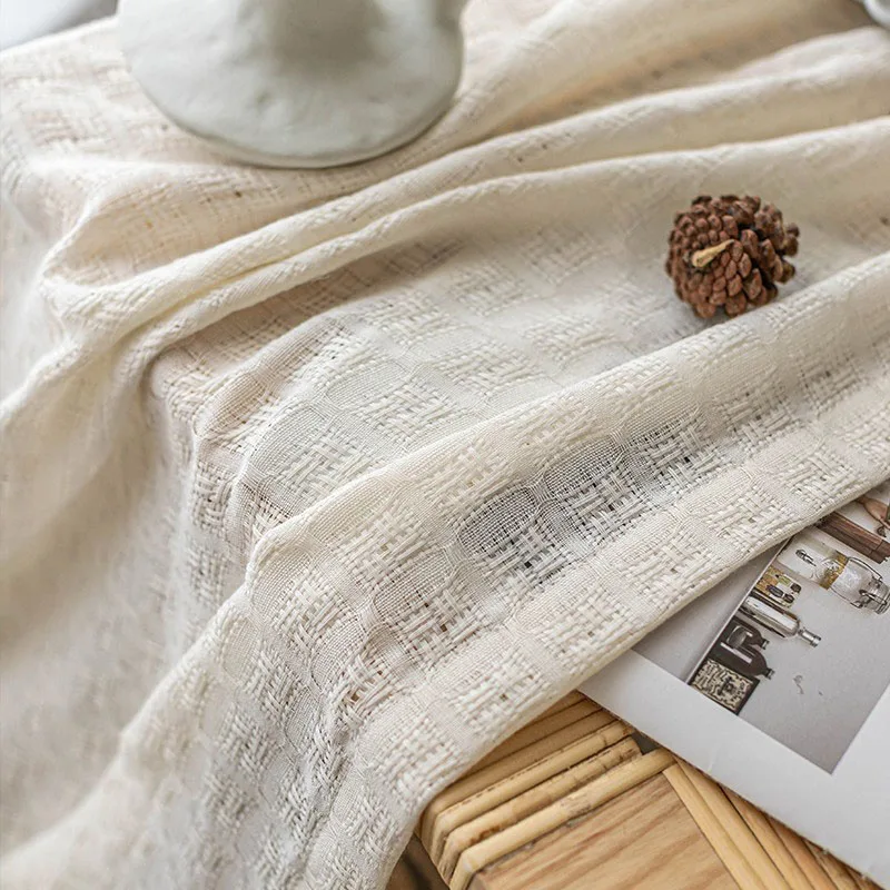Cream White Linen Sheer Curtain Japanese Style Nordic Elegant Modern Ins Aesthetic Shading for Bedroom Living Room Home Ornament
