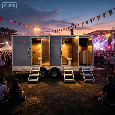 Hot Sale Grey Three Compartment Mobile Restroom Trailer Dual Axle With Independent Steps Commercial Portable Toilet For Large Ou
