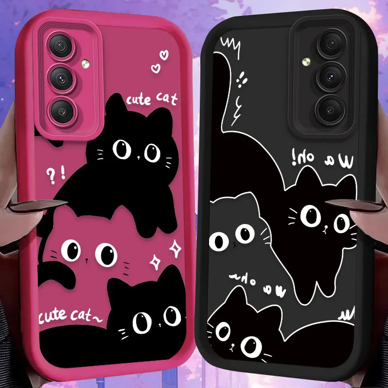 Cartoon Cute Big Eye Cat Phone Case for Samsung Galaxy A35 A55 A15 A25 A16 A06 A05 A05S A24 A13 A23 A12 A22 A32 A52 A71 A51 4G