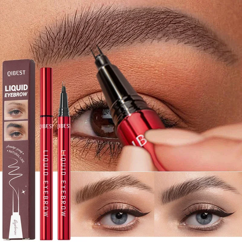 Stylo à sourcils Ultra fin à 2 points, liquide, tatouage, imperméable, résistant à la sueur, séchage rapide, 2 fourchettes, cils inférieurs, Eyeliner, maquillage