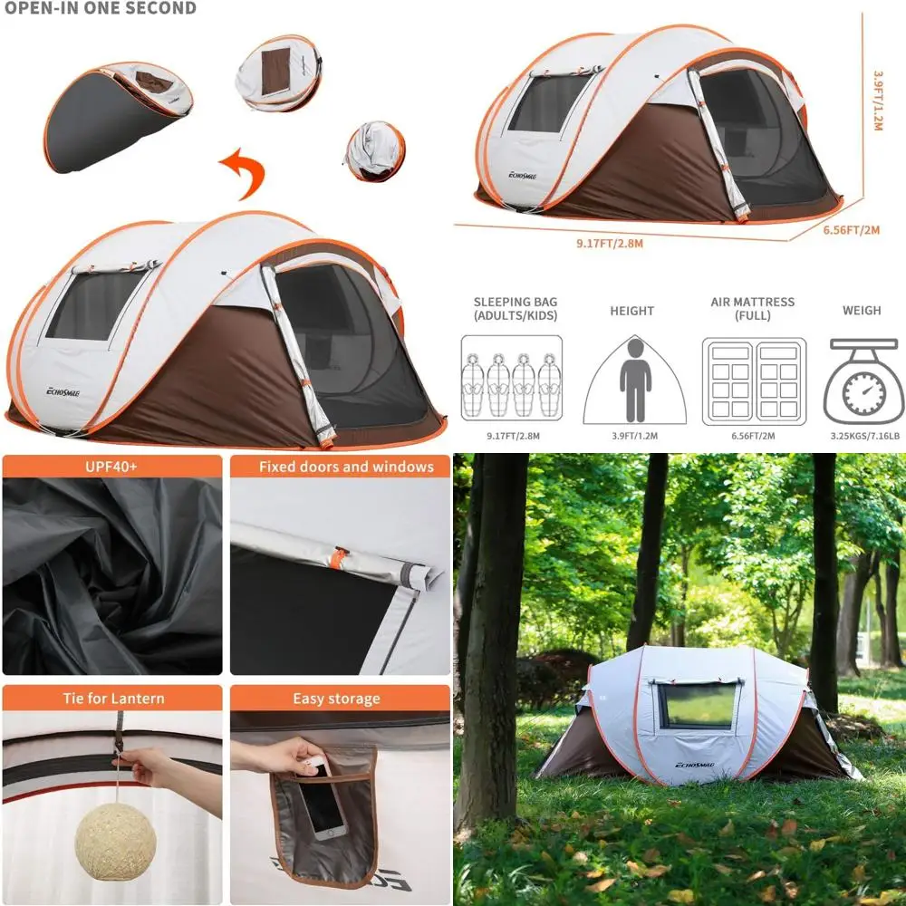 

Quick Setup Pop-Up Tent for 2-6 People, Waterproof Portable Dome Tent with Carry Bag