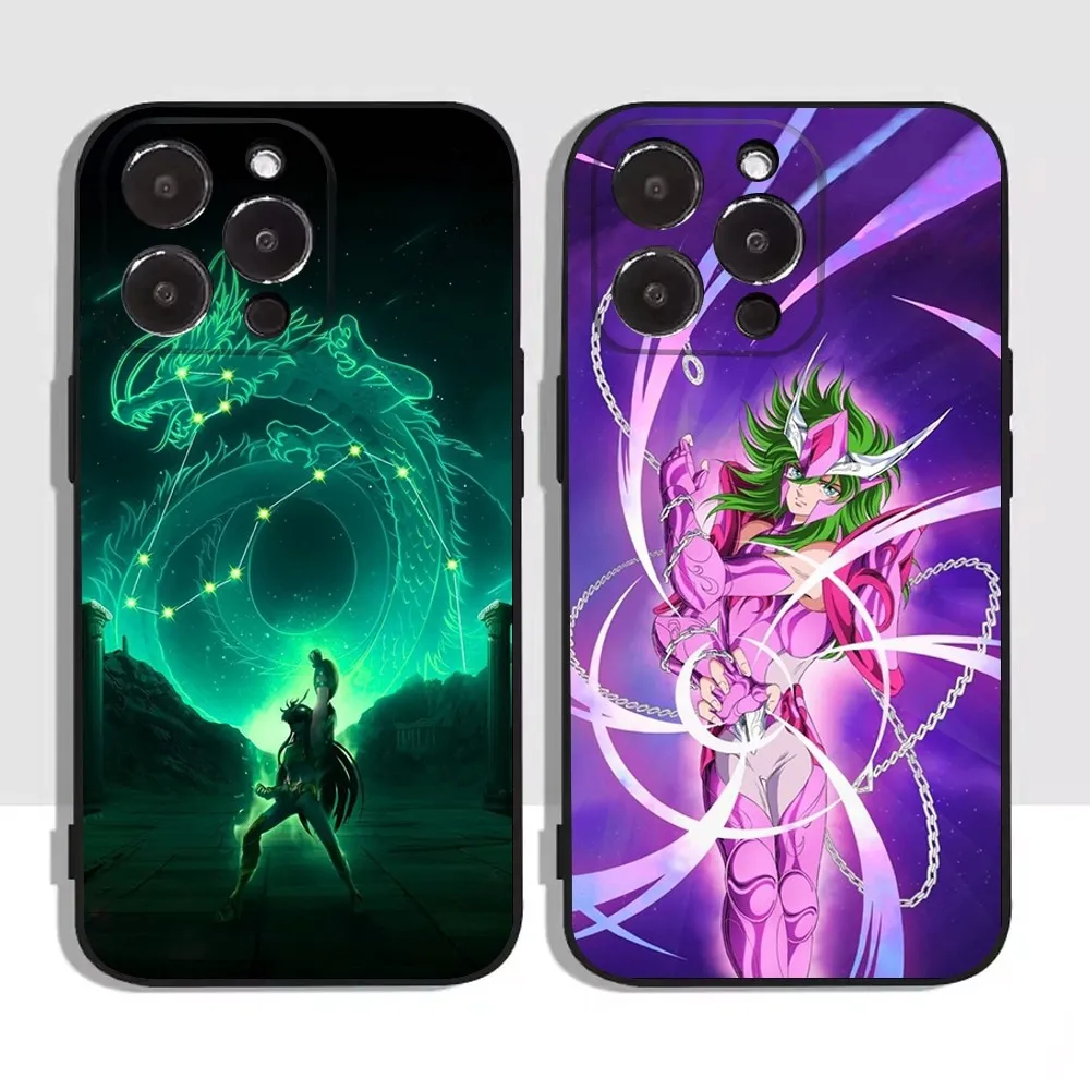 S-Saint S-Seiya Knights Of The Zodiac Phone Case for iPhone,15,14,13,12,11,XS,XR,X,8,7,Pro,Max,Plus, Mini Silicone Cover, Black