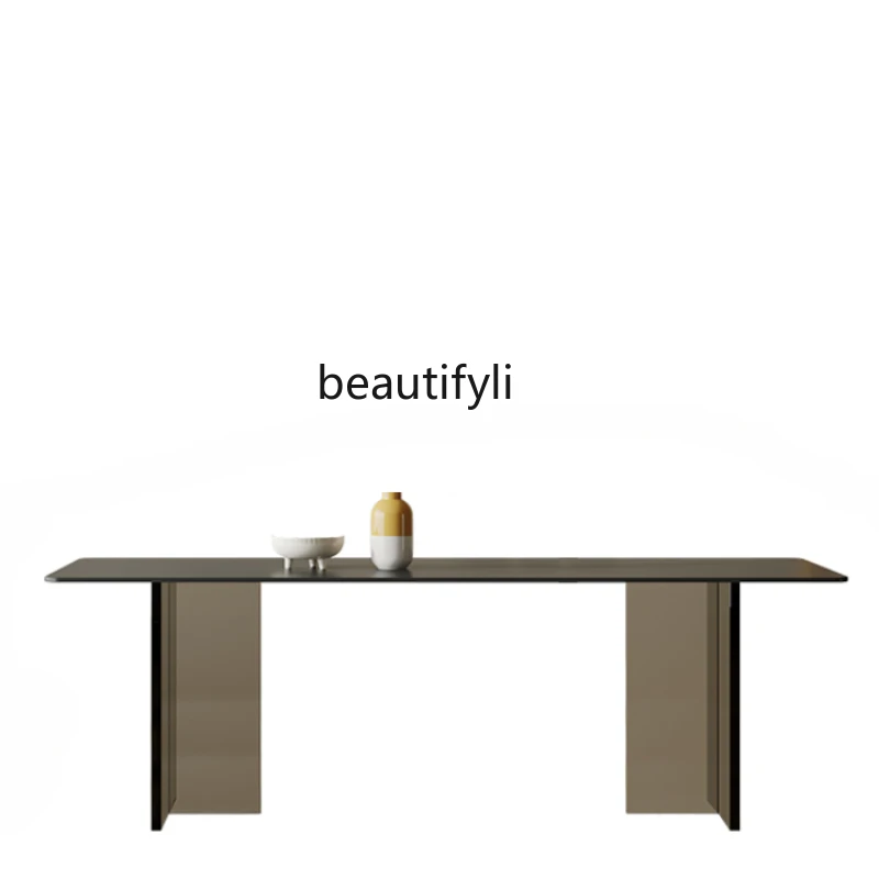 

Black Acrylic Stone Plate Dining Table Delifeng Modern Simple Small Apartment Home Dining Table Rectangular Suspension Table