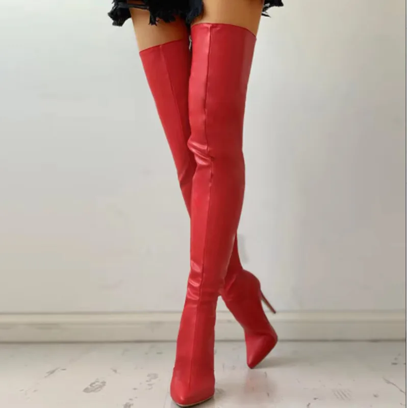 Big Size 40-46 Women\'s Boots High Heel 11cm Over Knee Boots Back Zipper Fashion Personality Boots